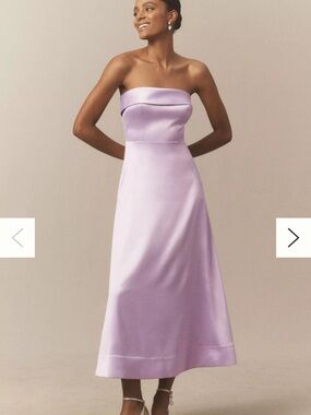 BHLDN Strapless Lilac Satin Midi Gown